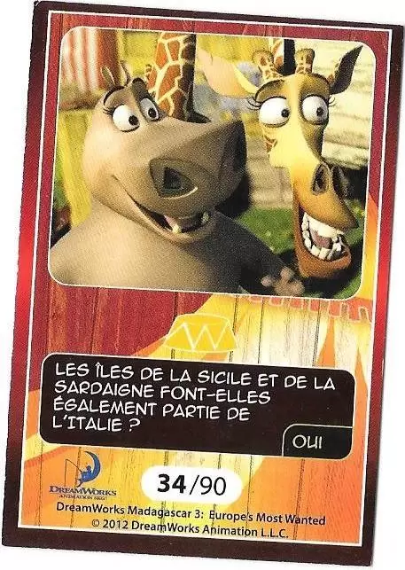 Le Collector Madagascar 3 (CORA / Match) - GLORIA ET MELMAN - Question 1