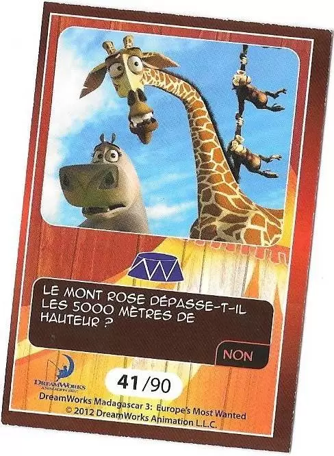 Le Collector Madagascar 3 (CORA / Match) - GLORIA ET MELMAN - Question 1