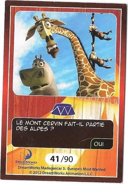 Le Collector Madagascar 3 (CORA / Match) - GLORIA ET MELMAN - Question 3