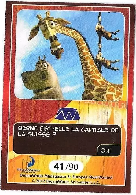 Le Collector Madagascar 3 (CORA / Match) - GLORIA ET MELMAN - Question 4