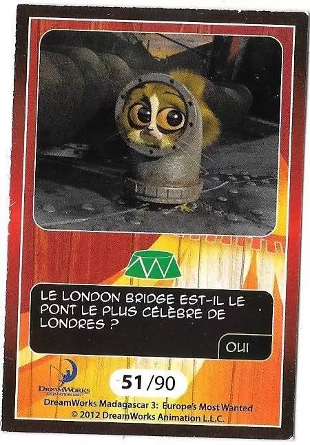 Le Collector Madagascar 3 (CORA / Match) - LE ROI JULIAN ET MORTIMER - Question 1