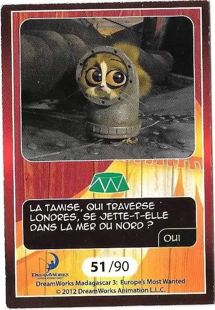 Le Collector Madagascar 3 (CORA / Match) - LE ROI JULIAN ET MORTIMER - Question 2