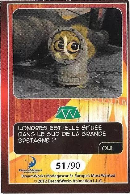 Le Collector Madagascar 3 (CORA / Match) - LE ROI JULIAN ET MORTIMER - Question 3