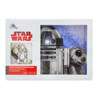 Star Wars - R2-D2 & Porgs Pin & Lithograph Set