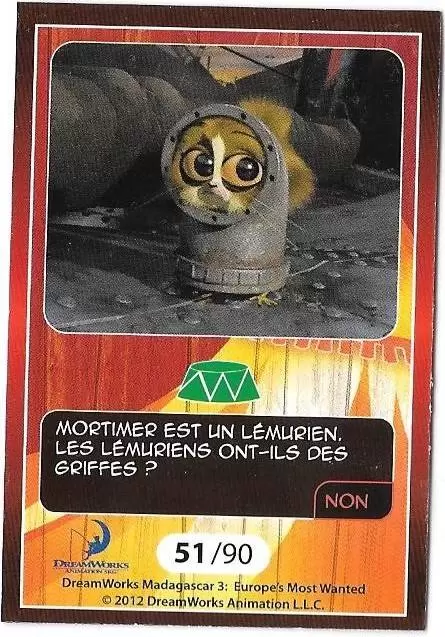 Le Collector Madagascar 3 (CORA / Match) - LE ROI JULIAN ET MORTIMER - Question 4