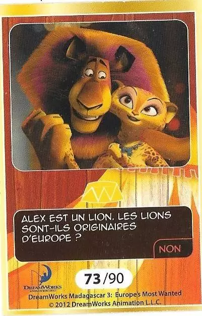 Le Collector Madagascar 3 (CORA / Match) - ALEX - Carte Or - Question 2
