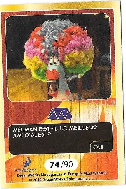 Le Collector Madagascar 3 (CORA / Match) - MARTY -Carte Or - Question 3