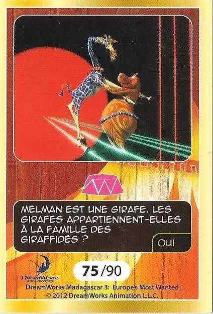 Le Collector Madagascar 3 (CORA / Match) - MELMAN - Carte Or - Question 4