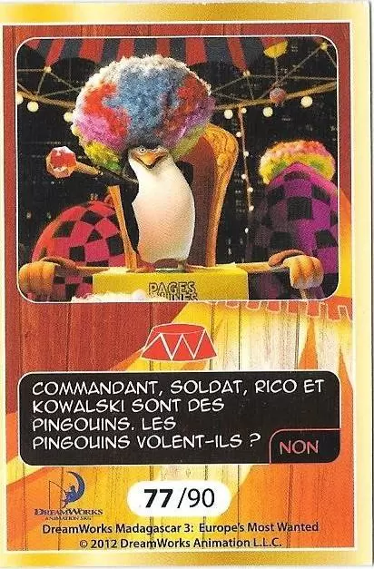 Le Collector Madagascar 3 (CORA / Match) - COMMANDANT - Carte Or - Question 3