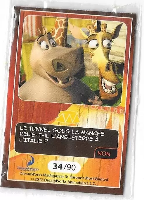 Le Collector Madagascar 3 (CORA / Match) - GLORIA ET MELMAN - Question 3