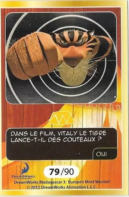Le Collector Madagascar 3 (CORA / Match) - VITALY - Carte Or - Question 1