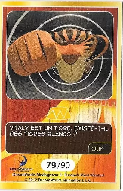 Le Collector Madagascar 3 (CORA / Match) - VITALY -Carte Or - Question 2