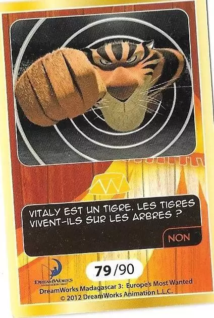 Le Collector Madagascar 3 (CORA / Match) - VITALY - Carte Or - Question 3
