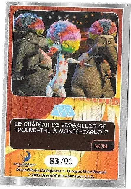 Le Collector Madagascar 3 (CORA / Match) - LE ROI JULIAN ET MARTY - Carte Argent  - Question 1