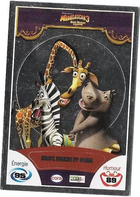 Le Collector Madagascar 3 (CORA / Match) - MARTY, MELMAN ET GLORIA - Carte Argent  - Codée