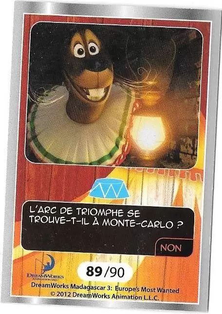 Le Collector Madagascar 3 (CORA / Match) - STEFANO ET MARTY - Carte Argent - Question 2