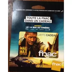 Carte cadeau Fnac Mad Max Fury Road avec encart