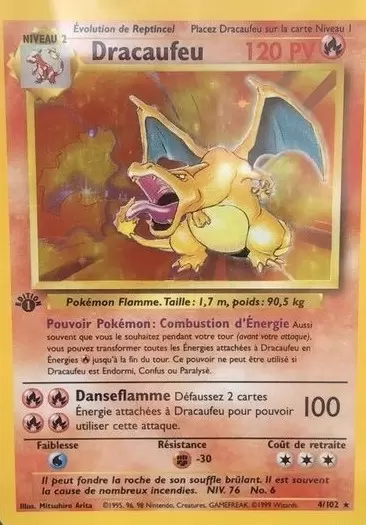 Carte Pokemon Dracaufeu Charizard 1 Édition 1999 Generation 4/102