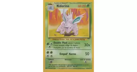 Nidorino - carte Pokémon 37/102 Set de Base
