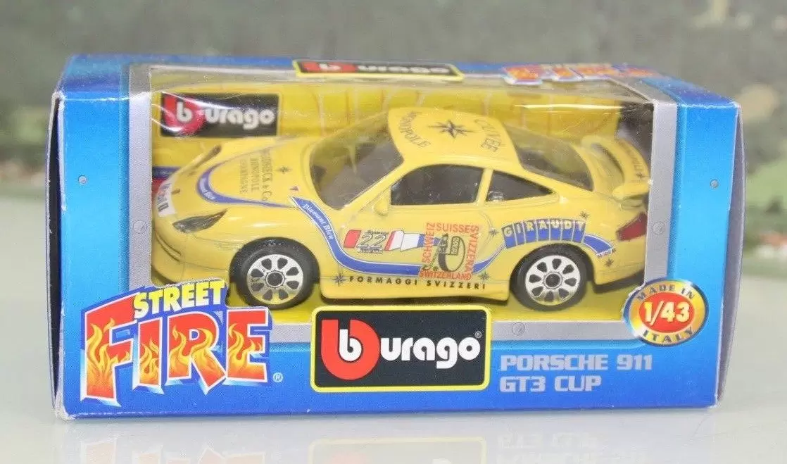 Bburago 1/43e - PORSCHE 911 Carrera GT3 R #22 Rally (Jaune)