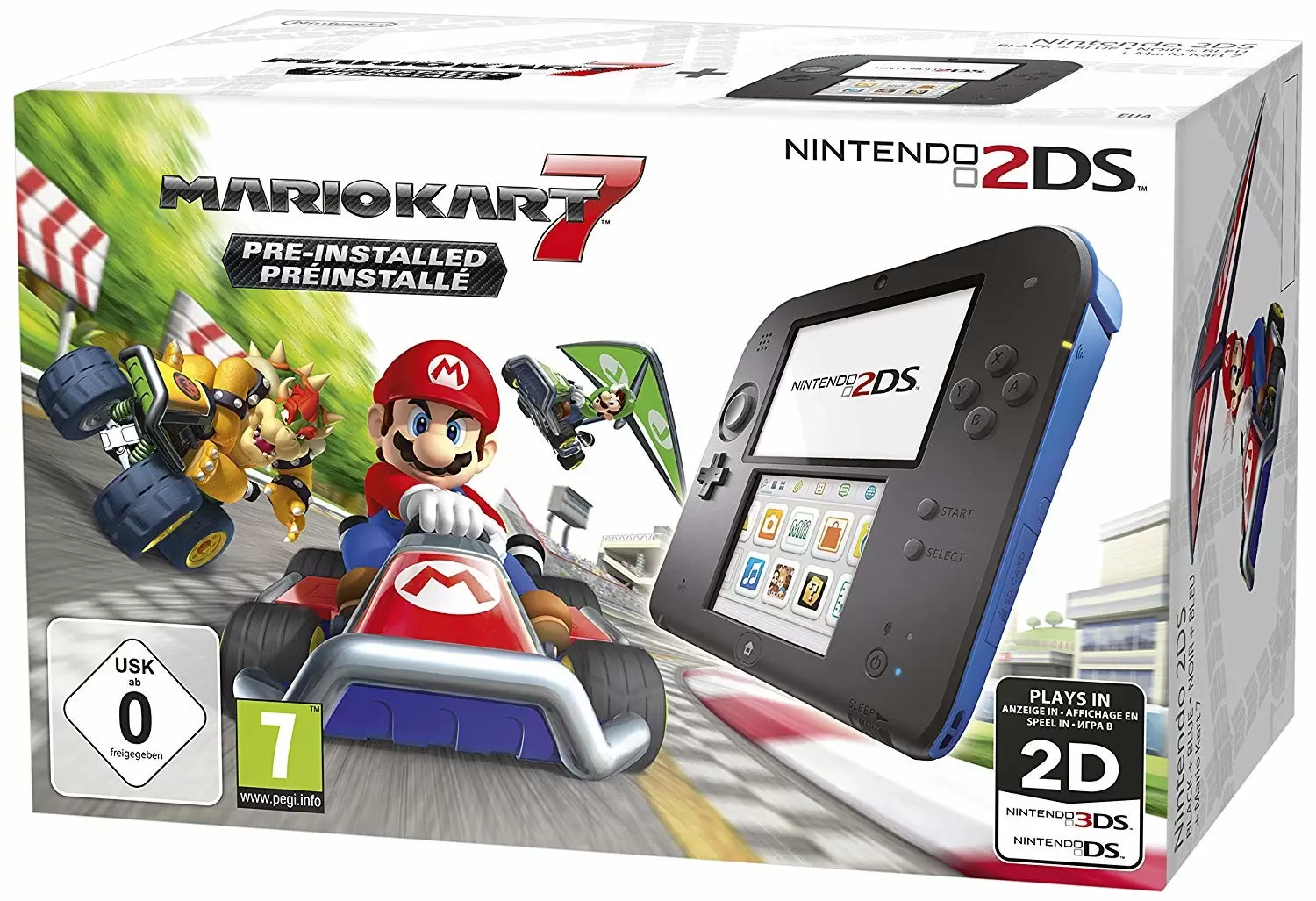 Matériel Nintendo 2DS - Nintendo 2DS Noir & Bleu + Mario Kart 7