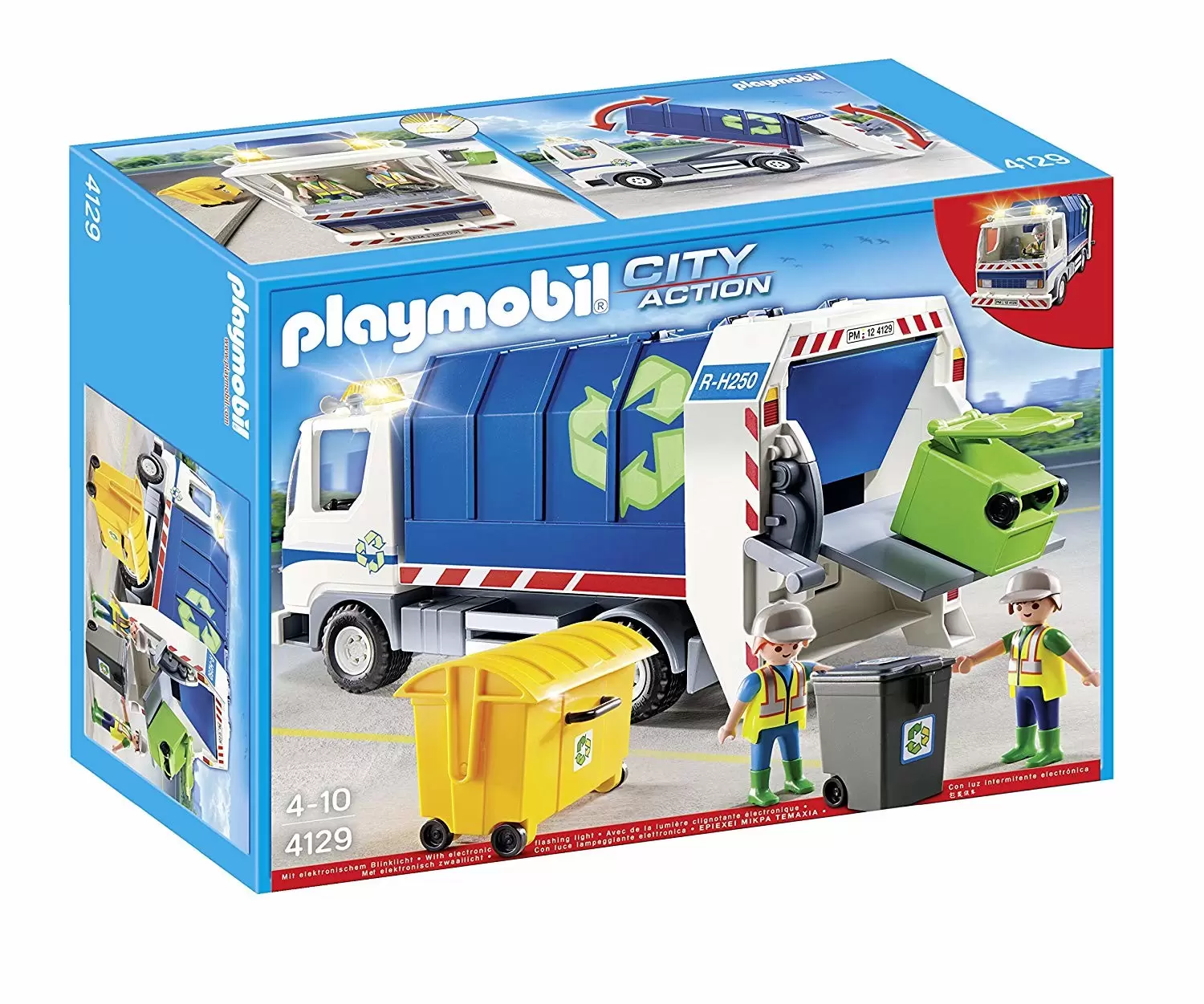 Playmobil dans la ville - Camion Poubelle De Recyclage Avec Lumières