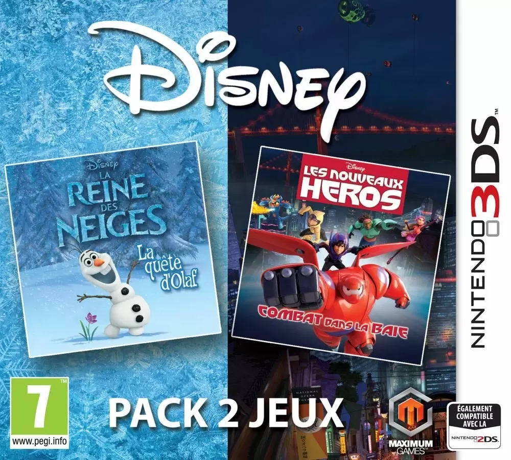 Jeux Nintendo 2DS / 3DS - Disney Pack 2 Jeux : La Reine des Neiges : La Quête d\'Olaf & Les Nouveaux Héros : Combat dans la Baie