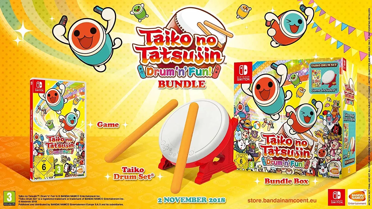 Jeux Nintendo Switch - Taiko no Tatsujin Drum\'n\'Fun ! Bundle