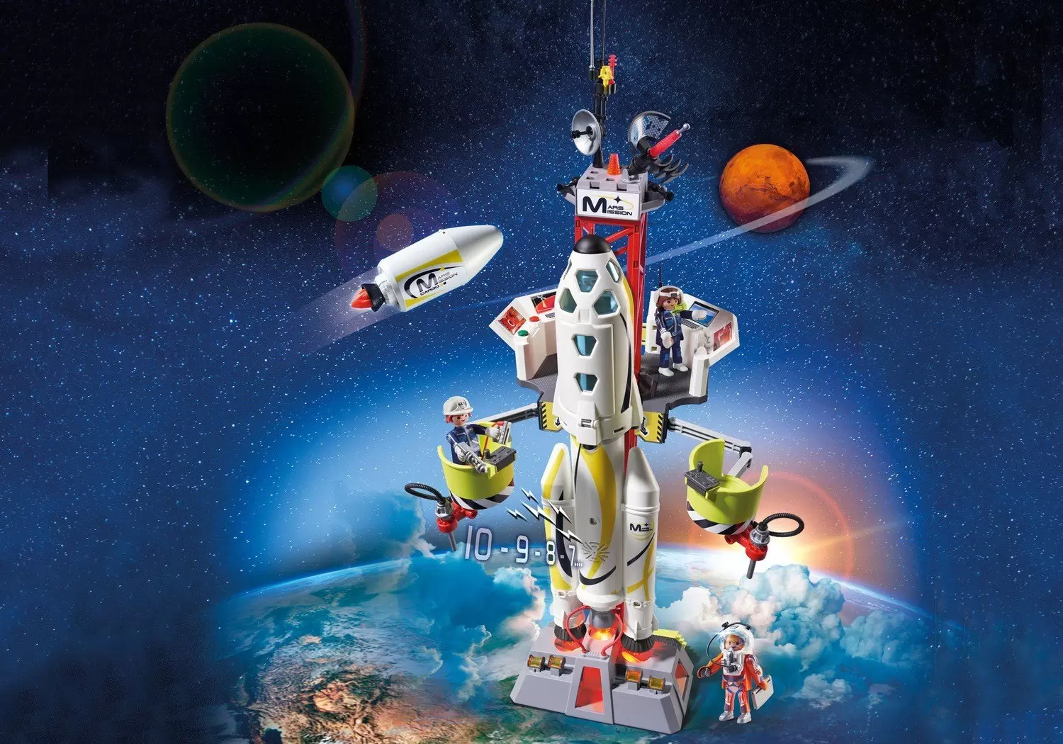 Playmobil Espace - Fusée Mars avec Plateforme de Lancement