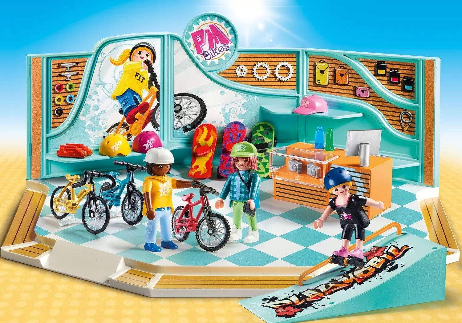 Playmobil dans la ville - Boutique de Skate et vélos