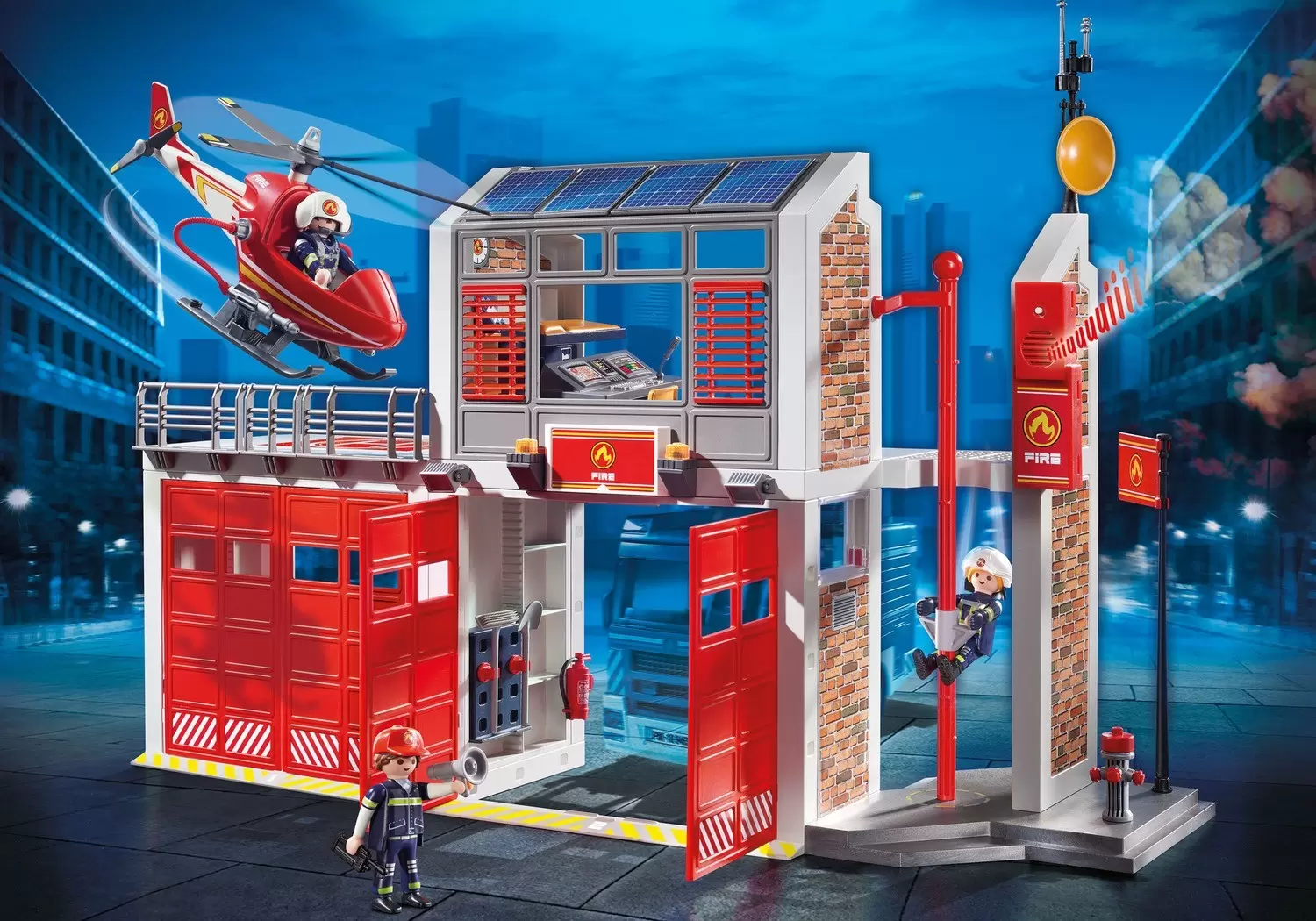 Playmobil Pompier - Caserne de Pompiers avec hélicoptère