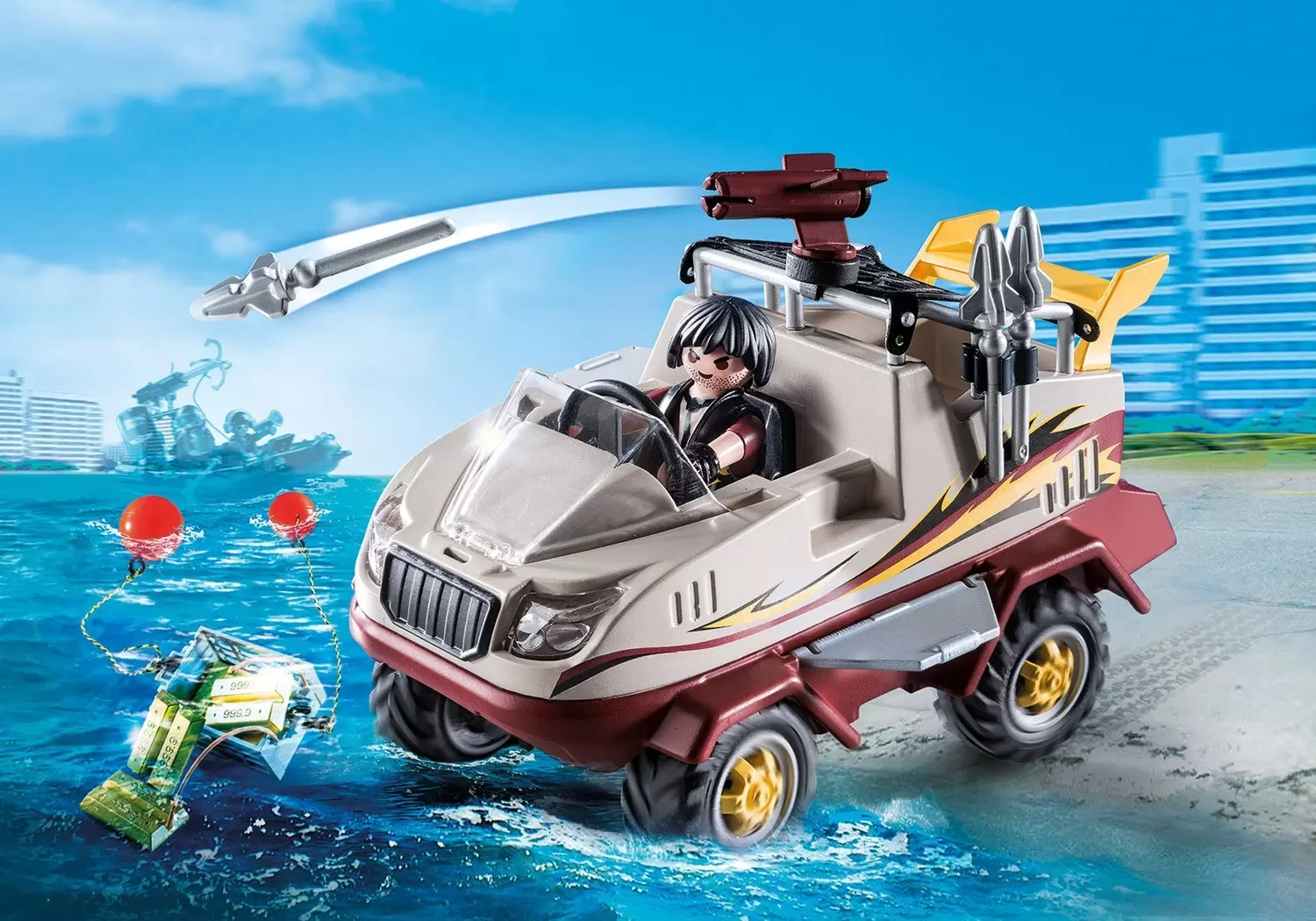 Playmobil Policier - Véhicule amphibie et Bandit