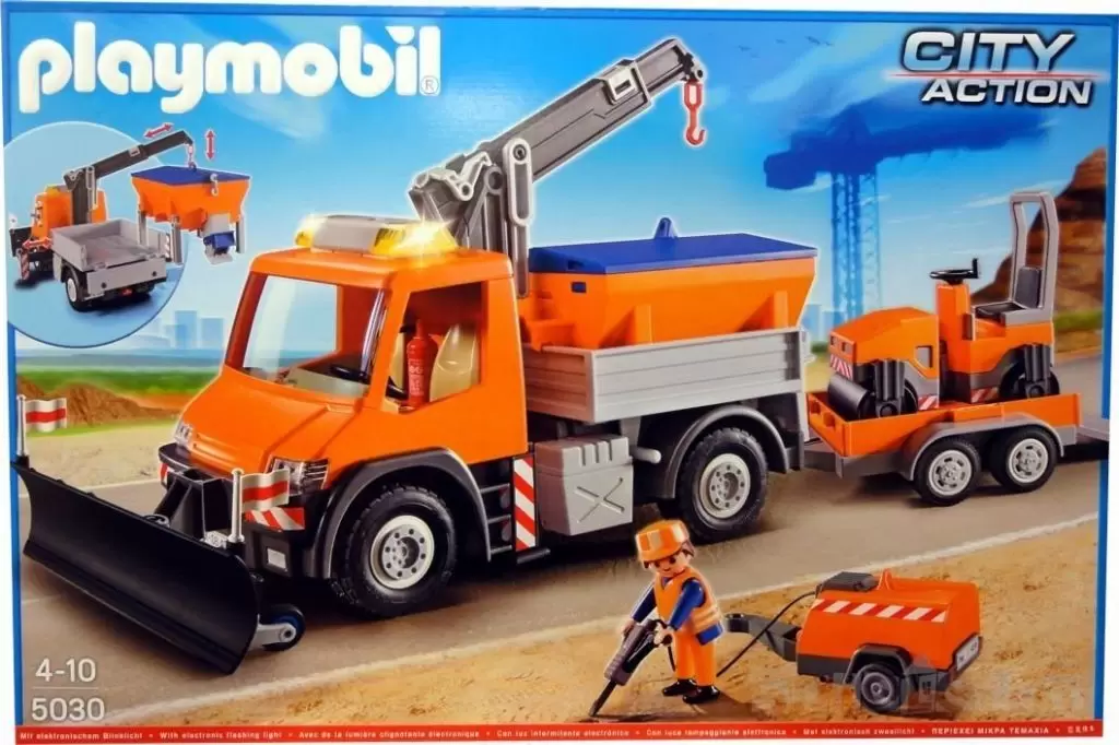 Playmobil Builders - Large Road Maintenance Set with Flashing Light