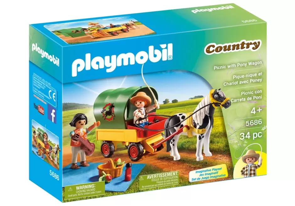 Playmobil Fermiers - Pique-Nique et Chariot de Poni
