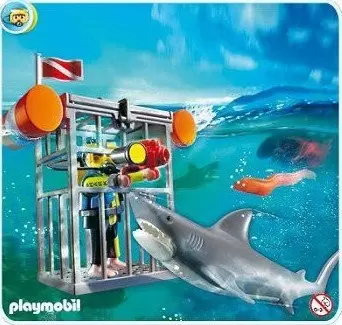 Playmobil Monde sous-marin - Plongeur en cage avec requin