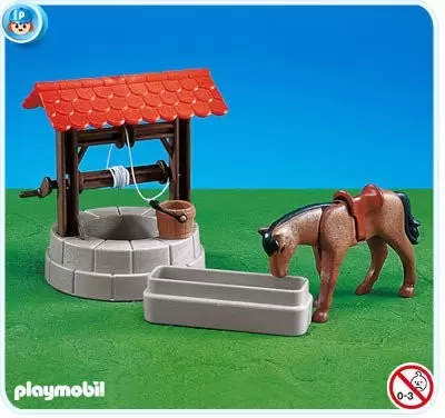 Playmobil Chevaliers - Cheval, puits et abreuvoir