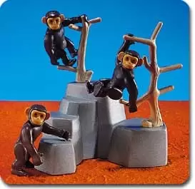 Playmobil Animaux - 3 chimpanzés et rochers