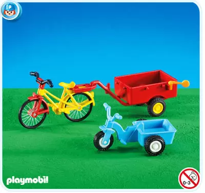 Accessoires & décorations Playmobil - Tricycle et Bicyclette avec Chariot