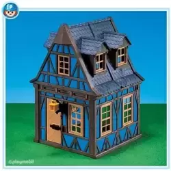 Blue timbered house