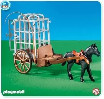 Playmobil Chevaliers - Cheval et carriole avec cage