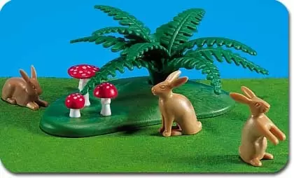Plamobil Animal Sets - Fern, Toadstool, 3 Hares