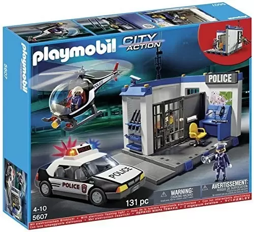 Playmobil Policier - Poste Police Et Hélicoptère
