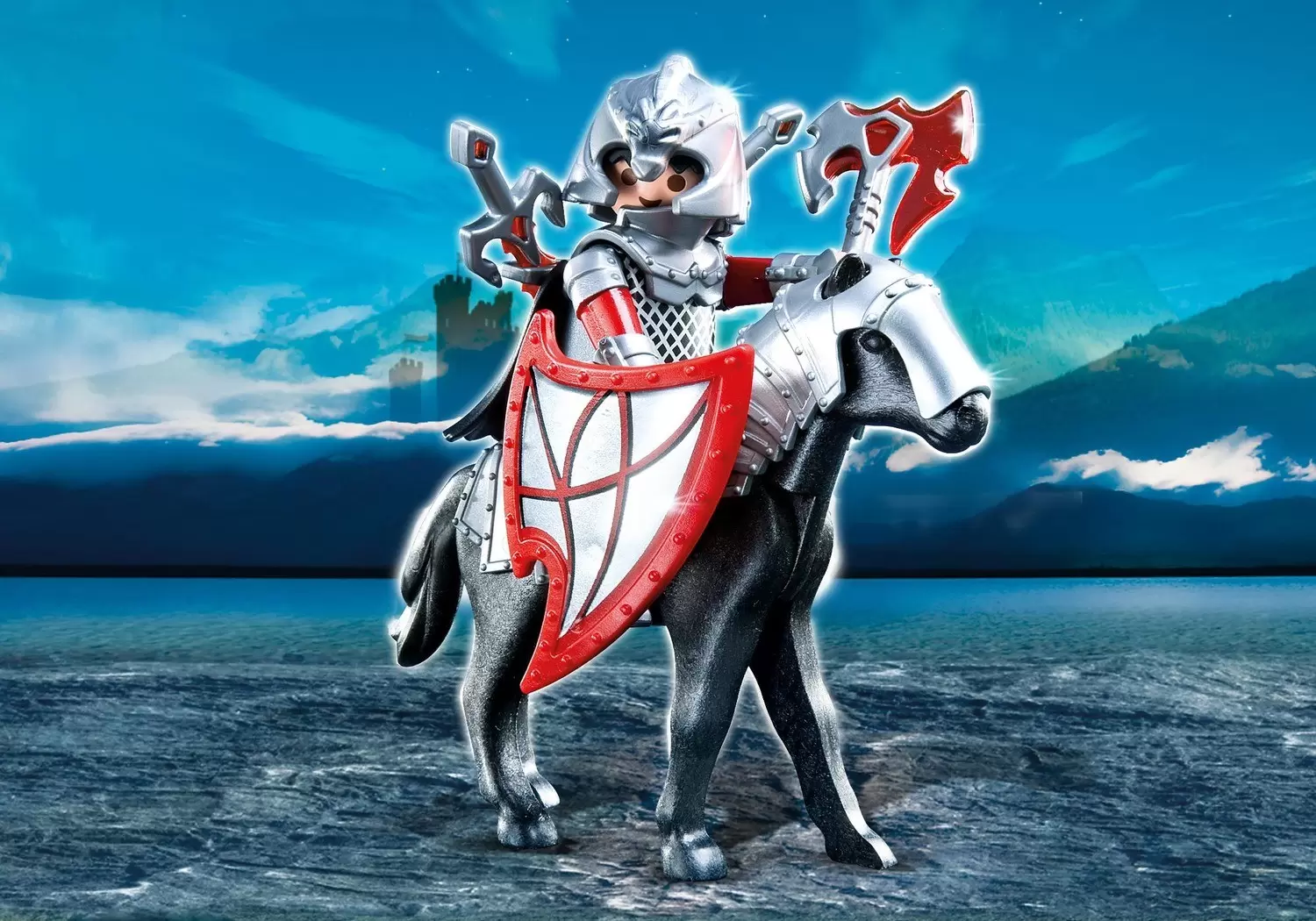 Playmobil Chevaliers - Cavalier avec Armure et Cheval