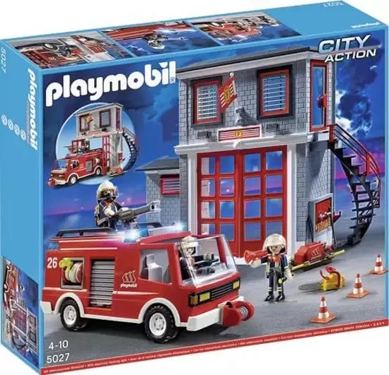 Playmobil Pompier - Quartier général de la brigade de pompiers avec camion
