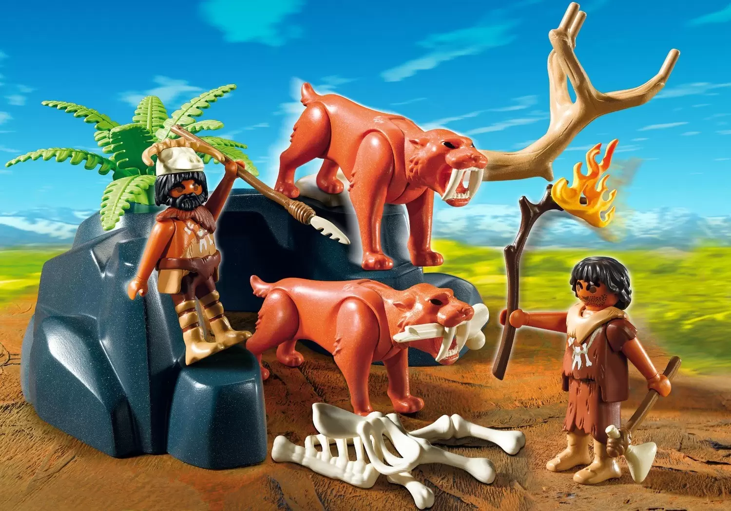 Playmobil Préhistoire - Tigres à dents de sabre et chasseurs