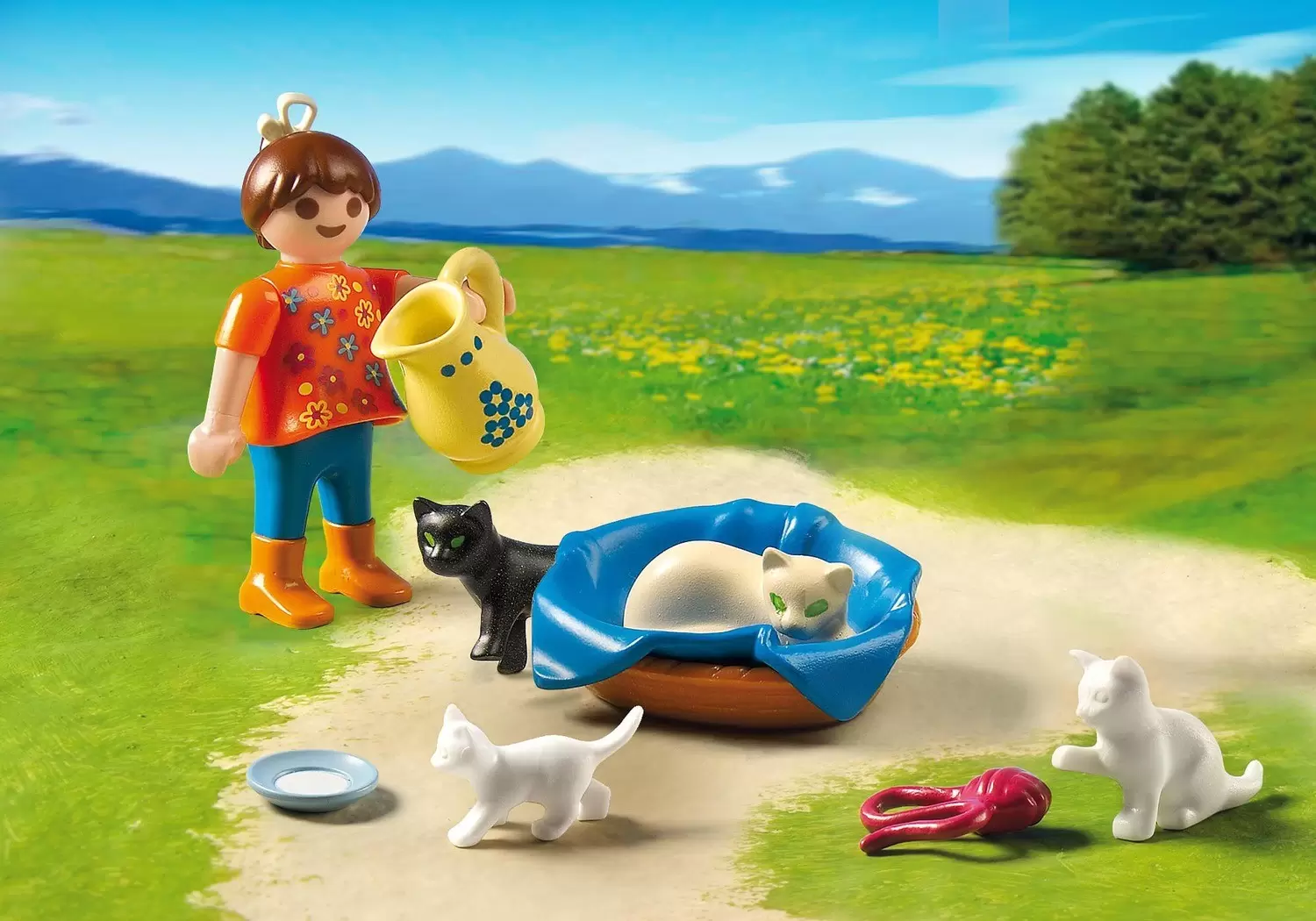 Playmobil Farmers - Girl with Cat Family