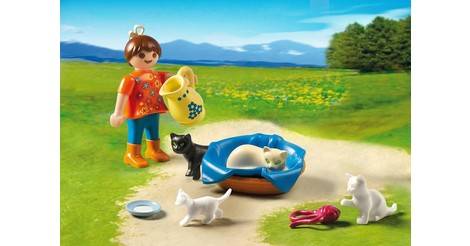 Girl With Cat Family Playmobil Farmers 5126