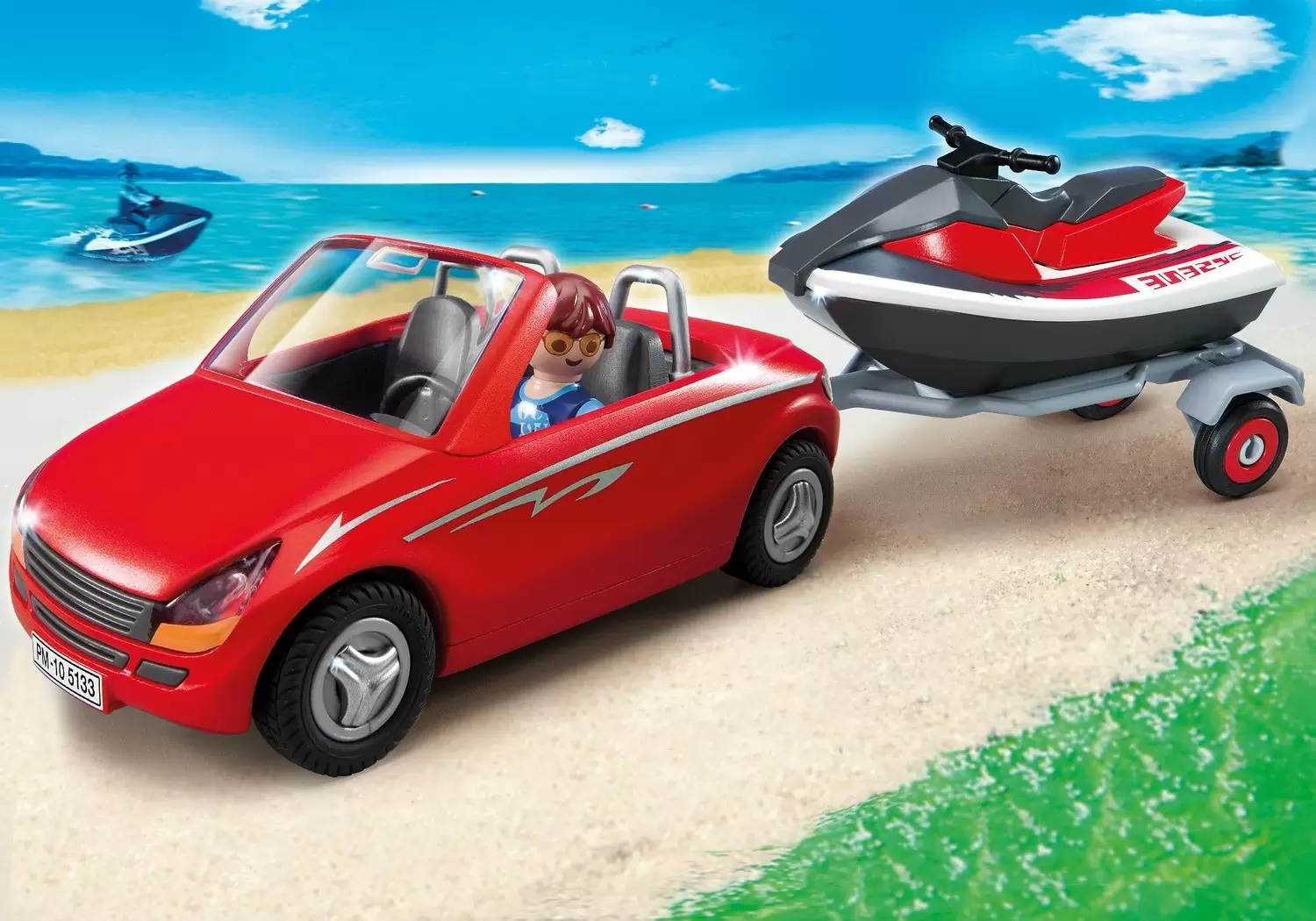 Playmobil en vacances - Voiture avec remorque et jet-ski