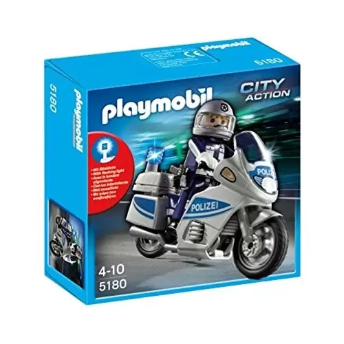 Playmobil Policier - Moto de Police avec Clignotant