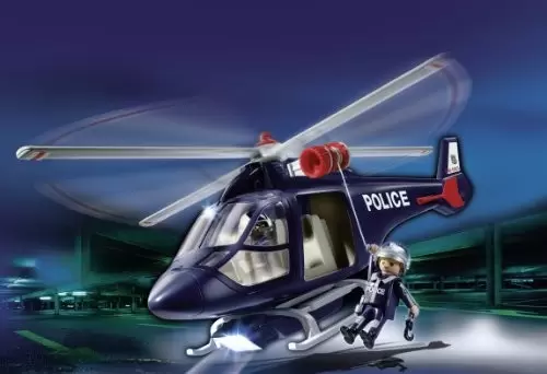PLAYMOBIL CITY ACTION Hélicoptère de police avec projecteur réf